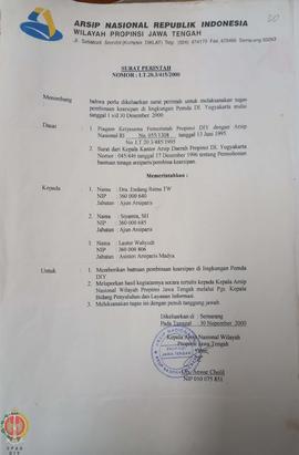 Bendel surat tugas bagi pegawai Arsip Nasional Republik Indonesia wilayah Provinsi Jawa Tengah un...