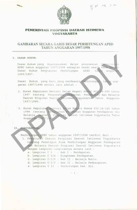 Gambaran Secara Garis Besar Perhitungan APBD Tahun Anggaran 1997/1998 dari Gubernur Kepala  Daera...