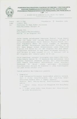 Surat dari Kepala BP-7 Daerah Istimewa Yogyakarta kepada para Bupati/Walikotamadya Kepala Daerah ...