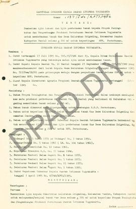 Surat Keputusan Gubernur Kepala Daerah Istimewa Yogyakarta               Nomor : 137/Idz/KPTS/198...