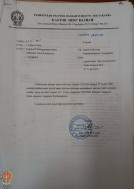 Berkas Laporan Hasil Kegiatan Kantor Arsip Daerah Provinsi Daerah Istimewa Yogyakarta tahun angga...
