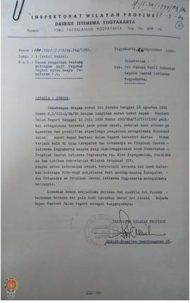 Surat No. 160/IWP/12/RH/Sp. Peg/1980 tanggal 26 September 1980  dari Inspektur Wilayah Prop. DIY ...