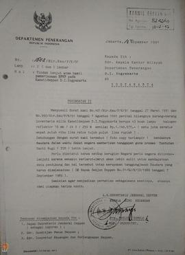 Surat dari Kepala Biro Keuangan a.n. Sekretaris Jenderal Departemen Penerangan Republik Indonesia...