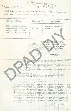 Salinan Surat Keputusan Kepala Daerah DIY Nomor : 158/1974 tanggal 29 April 1974 tentang Pemberia...