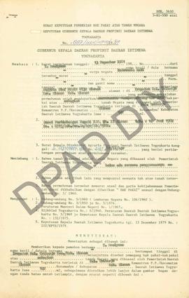 Surat Keputusan Gubernur Kepala DIY Nomor 887/HAK/KPTS/1982 tanggal 7 Oktober 1982 tentang Permoh...