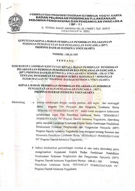 Surat Keputusan Kepala BP-7 Provinsi Daerah Istimewa Yogyakarta Nomor: 188.43/185 tentang Perubah...