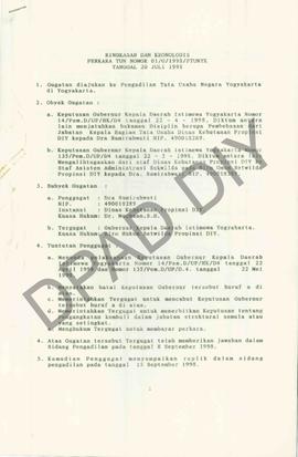 Ringkasan dan Kronologis Perkara TUN Nomor 01/G/1998/PTUN YK tanggal 20 Juli 1998 dari Kepala  Bi...