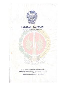 Buku Laporan Tahunan Tahun Anggaran 1992/1993 BP-7 Provinsi Daerah Istimewa Yogyakarta.