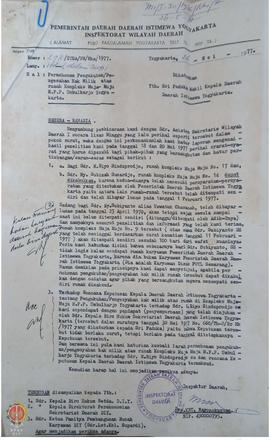 Surat dari Inspektorat Daerah No. 298/ ITDA/ UM/ RHS/ 1977 tanggal 26 Mei 1977 kepada  Wakil Gube...