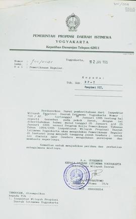 Surat dari Gubernur Pemerintah Provinsi Daerah Istimewa Yogyakarta kepada Kepala BP-7 Daerah Isti...