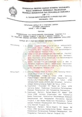 Surat Keputusan Kepala BP-7 Provinsi Daerah Istimewa Yogyakarta Nomor : 188.43/420 tentang Pemben...