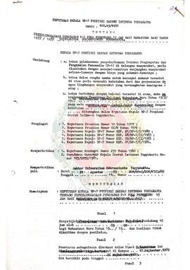 Bendel Surat Keputusan Kepala BP-7 Provinsi Daerah Istimewa Yogyakarta tentang Penyelenggaraan Pe...
