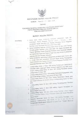 Keputusan Panitia Pengawas Pemilihan Umum Kabupaten Kulon Progo No: 03/Kep/Panwaslu-Kab/XII/2008 ...