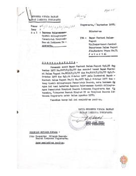 Surat Wakil Kepala Daerah Provinsi DIY No. K1/ I. 30/ 2780/ Rhs/ 78 kepada Mendagri Up. Irjen Dep...