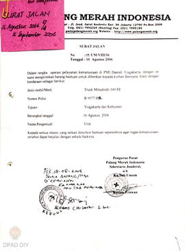 Berkas tentangsurat jalan bagi pengemudi periode 16 Agustus s.d. 16 September 2006