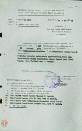 Surat dari Inspektorat Wilayah Propinsi DIY kepada Sri Paduka Wakil Gubernur DIY perihal laporan ...