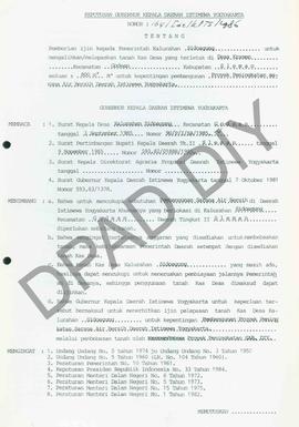 Surat Keputusan Gubernur Kepala DIY No. 164/Idz/KPTS/1986 tentang pemberian ijin kepada Pemerinta...