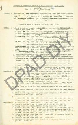 Surat Keputusan Gubernur Kepala DIY, No. 814/Hak/Kpts/1982 tanggal 31 Juli 1982 tentang Pemberian...