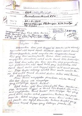 Surat dari Atmowigenyo, Plebengan, Sidomulya, Bambanglipuro, Bantul tanggal 30 September 1976 kep...