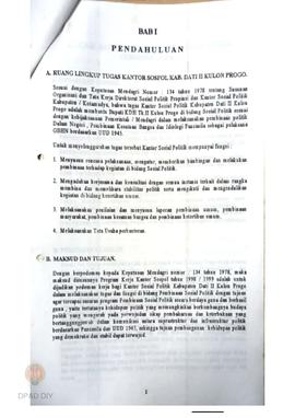 Laporan Tahunan TA. 1998/ 1999 Kantor Sosial Politik Kabupaten Dati II Kulon Progo.