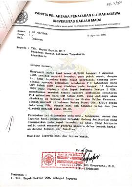 Surat dari Ketua Umum Penitia Pelaksana Penataran P-4 Mahasiswa Universitas Gadjah Mada kepada Ke...