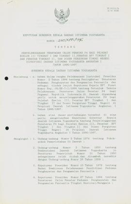 Keputusan Gubernur Kepala Daerah Istimewa Yogyakarta Nomor: 240/KPTS/1996 tentang Penyelenggaraan...