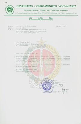 Surat dari Pembantu Rektor III a.n Rektor Universitas Cokroaminoto Yogyakarta kepada Kepala BP-7 ...