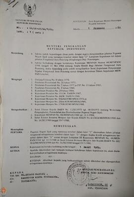 Bendel Kutipan Surat Keputusan Menteri Penerangan Republik Indonesia Nomor : 66/ SK-JP/BK/1989 me...