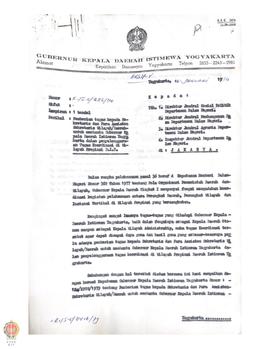 Surat nomor K 1/I. 5/286/80 dari Wakil Gubernur KDH Paku Alam VIII kepada Dirjen Sospol Depdagri ...