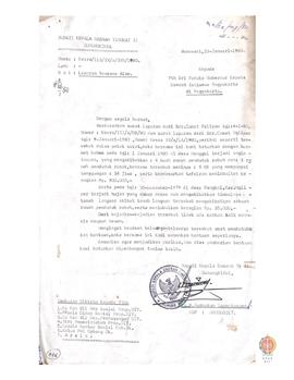 Surat Bupati Gunungkidul, Ir. R. Darmakun Darmokusumo kepada Gubernur DIY tentang laporan bencana...