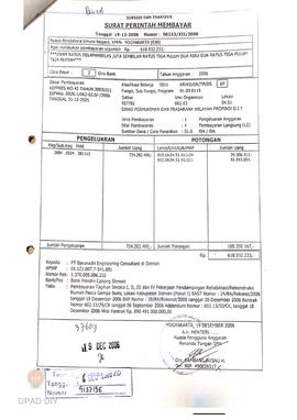 Surat Perintah Pencairan Dana kepada PT. Barunadri Engineering Consultant untuk Pembayaran Tagiha...