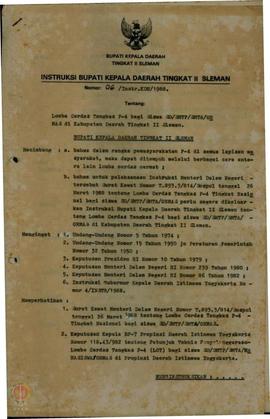 Surat Instruksi Bupati Kepala Daerah Tingkat II Sleman No  06/Instr.KDH/1988 Tanggal 1 Juni 1988 ...