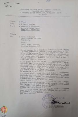 Surat dari Kepala Kantor Arsip Daerah kepada Gubernur Kepala Daerah Istimewa Yogyakarta lewat Bir...