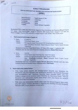 Surat Perjanjian Penyaluran Bantuan Rehabilitasi dan Rekonstruksi Rumah (SPPB),  Nama Kelompok Ng...