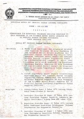 Keputusan Kepala BP-7 Provinsi Daerah Istimewa Yogyakarta Nomer : 188.43/184 tentang Pembentukan ...