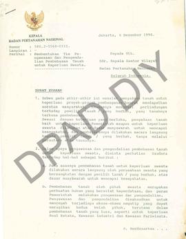 Surat Edaran dari Kepala  Badan Pertanahan Nasional kepada Kepala  Kantor Wilayah Badan Pertanaha...