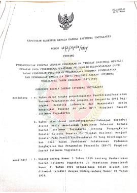 Surat Keputusan Gubernur Kepala Daerah Istimewa Yogyakarta Nomor: 274/KPTS/1997 tentang Pengangka...