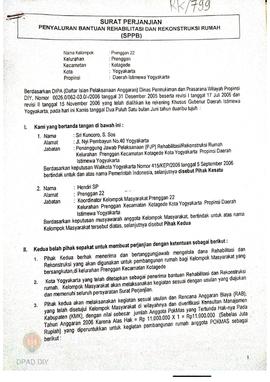 Surat Perjanjian Penyaluran Bantuan Rehabilitasi dan dan Rekonstruksi Rumah (SPPB),  Nama Kelompo...