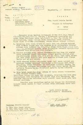 Keberatan untuk pengesahan putusan Dewan Kalurahan Wates tanggal 3 Maret 1975 No. 26 tentang Sewa...