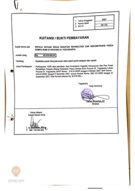 Kendali Kelengkapan Pengadaan Barang dan Jasa Rehab Rekons DIPA TA. 2007 oleh PT. PROPORSI dengan...