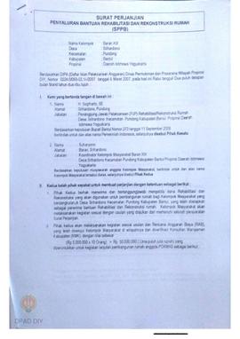 Surat Perjanjian Penyaluran Bantuan Rehabilitasi dan Rekonstruksi Rumah (SPPB),  Nama Kelompok Ba...