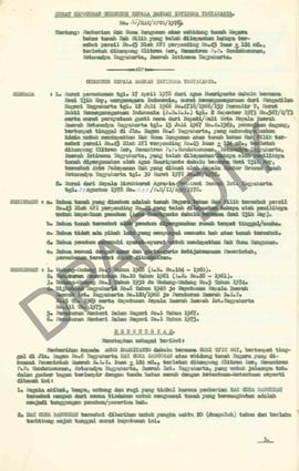 Surat keputusan Gubernur Kepala Daerah DIY, no. 85/HAK/KPTS/1979 tanggal 3 Desember 1979 tentang ...