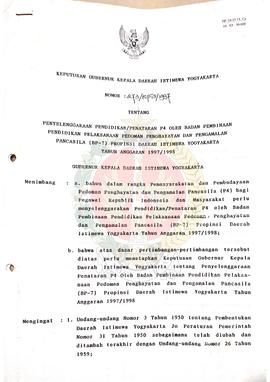 Surat Keputusan Gubernur Kepala Daerah Istimewa Yogyakarta No: 273/KPTS/1997 tentang Penyelenggar...