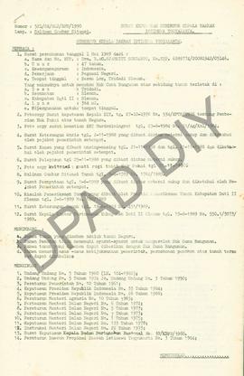 Surat Keputusan Gubernur Kepala  Daerah Istimewa Yogyakarta Nomor: 521/SK/HGB/BPN/1990 tanggal 31...