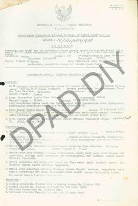 Surat Keputusan Gubernur Kepala Daerah Istimewa Yogyakarta             Nomor: 16/ldz/KPTS/1988 te...