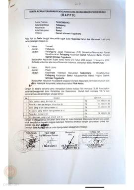 Berita Acara Penarikan/Penggunaan Dana Rehabilitasi/Rekonstruksi Rumah (BAPPD) Rusak Berat, Nama ...