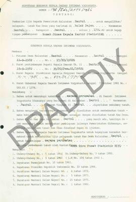 Surat Keputusan Gubernur DIY No. 138/Id2/KPTS/1986 tentang pemberian ijin kepada Pemerintah Kalur...