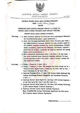Surat Keputusan Gubernur Kepala Daerah Istimewa Yogyakarta Nomor: 260/KPTS/1988 tentang Pembentuk...
