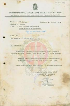 Keputusan Wakilkotamadya Kepada Daerah Tingkat II Yogyakarta Nomor : 872/KD/1995 tentang Penetapa...